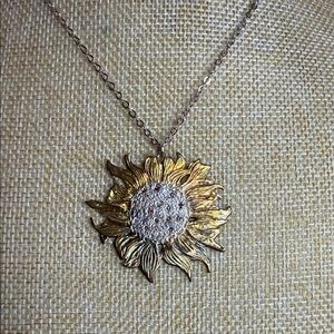 Garden of Silver Sunflower Necklace. SS and 24kt gold plating